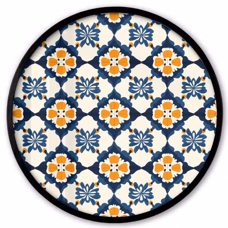 Klassiek - Geometrisch - Blauw Fotolijst rond zonder passe partout klein 856 -3d