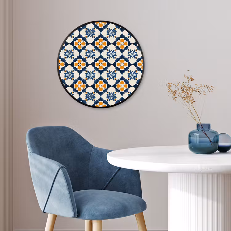 Klassiek - Geometrisch - Blauw Fotolijst rond zonder passe partout klein 856 -sfeer2