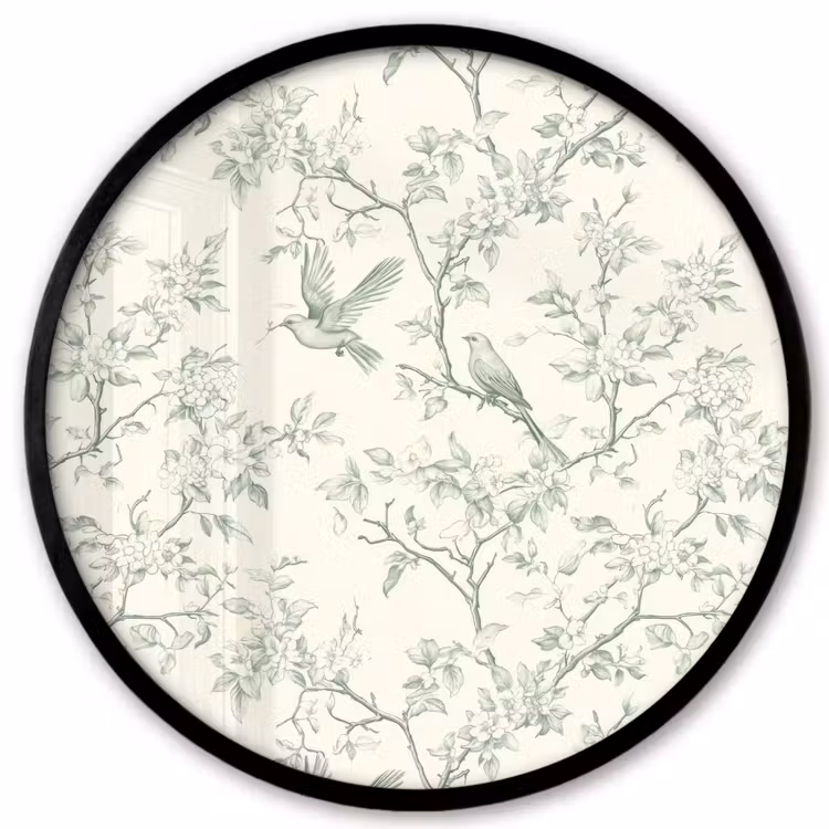 Klassiek - Vogels - Groen Fotolijst rond zonder passe partout klein 856 -3d