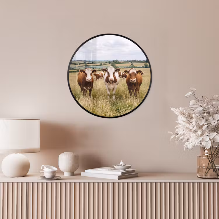 Koeien - Portret - Weide - Boerderij - Nieuwsgierig Fotolijst rond zonder passe partout klein -sfeer3