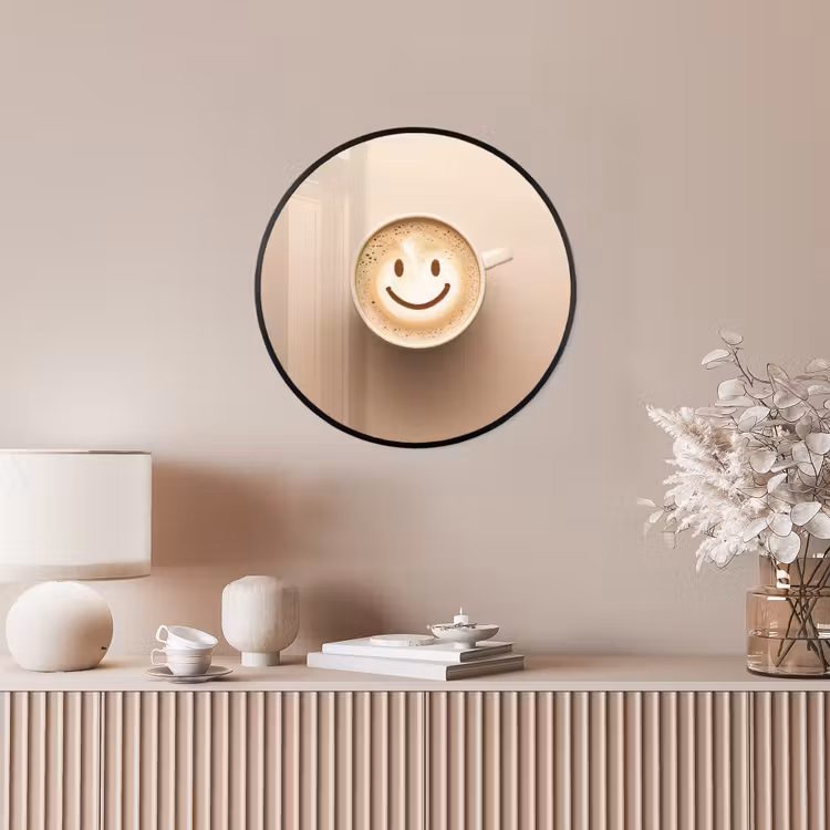 Koffie - Melkschuim - Lach - Beige Fotolijst rond zonder passe partout klein -sfeer3