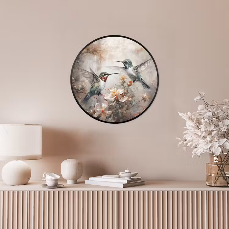 Kolibrie - Vogels - Bloemen - Planten Fotolijst rond zonder passe partout klein -sfeer3