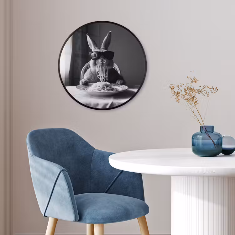 Konijn - Bunny - Zonnebril - Tafelkleed - Pasta - Schattig Fotolijst rond zonder passe partout klein -sfeer2