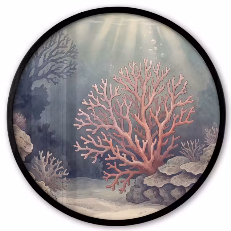 Koraal - Onderwater - Natuur - Roze Fotolijst rond zonder passe partout klein -3d