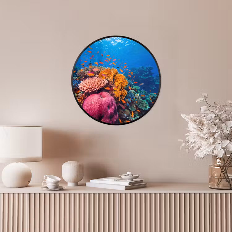 Koraal - Vissen - Oceaan - Natuur - Kleurrijk Fotolijst rond zonder passe partout klein -sfeer3