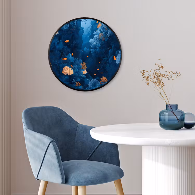 Koraalrif - Vissen - Oceaan - Blauw Fotolijst rond zonder passe partout klein -sfeer2