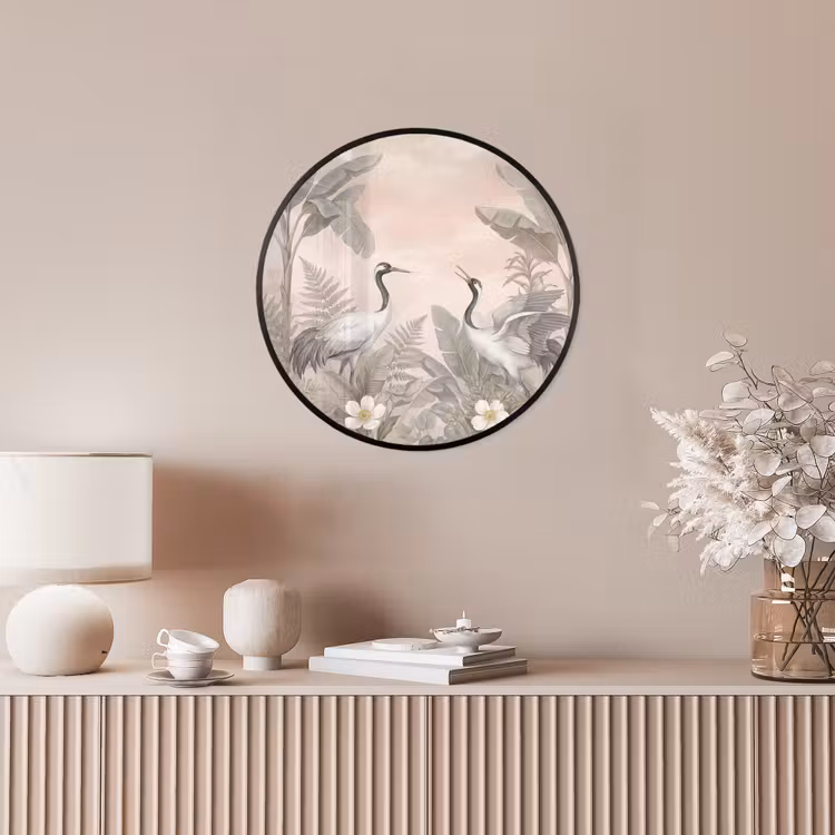 Kraanvogels - Natuur - Roze Fotolijst rond zonder passe partout klein -sfeer3
