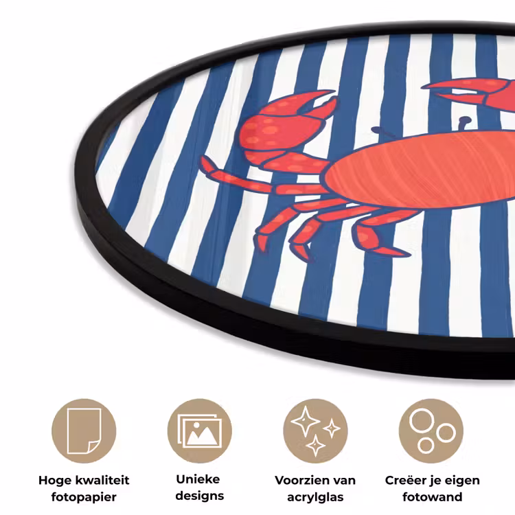 Krab - Strepen - Zeeleven - Illustratie - Rood Fotolijst rond zonder passe partout klein -closeup_NL