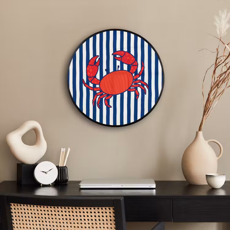 Krab - Strepen - Zeeleven - Illustratie - Rood Fotolijst rond zonder passe partout klein -sfeer1