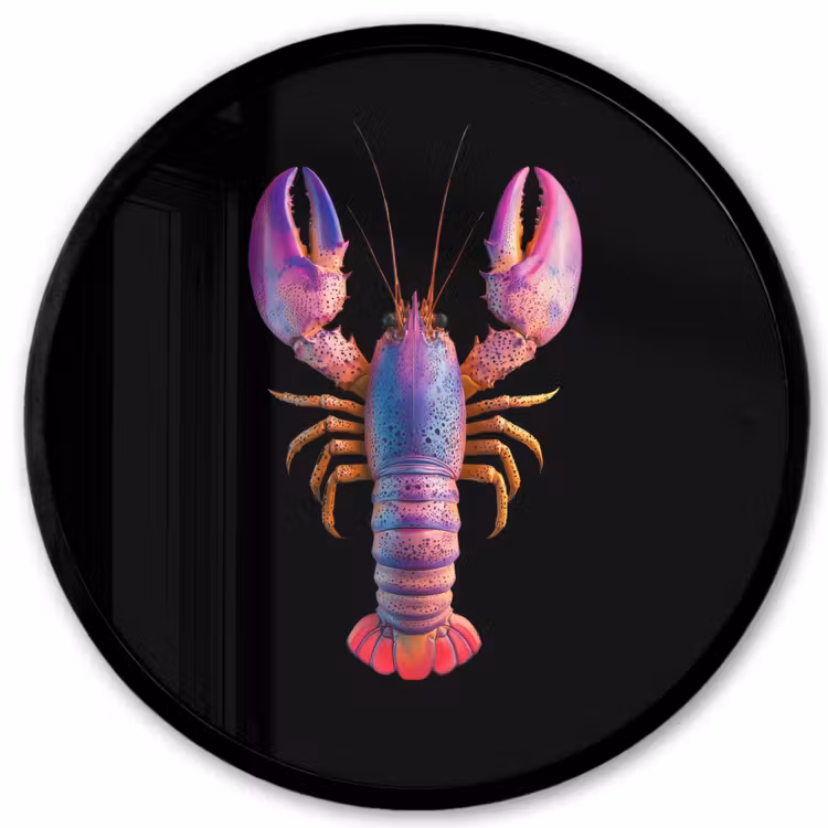 Kreeft - Paars - Roze - Zwart - Stippen - Lila Fotolijst rond zonder passe partout klein -3d
