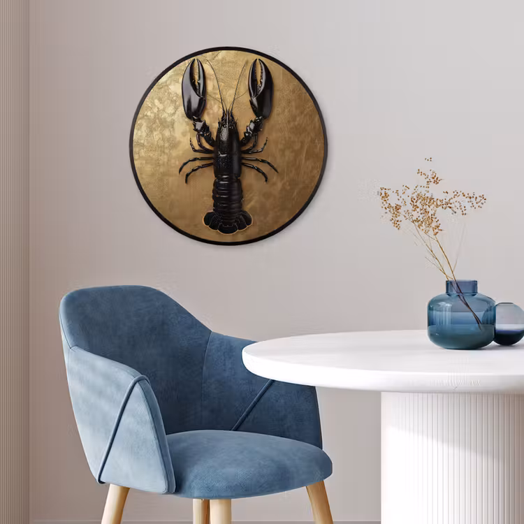 Kreeft - Zwart - Goud - Luxe Fotolijst rond zonder passe partout klein -sfeer2