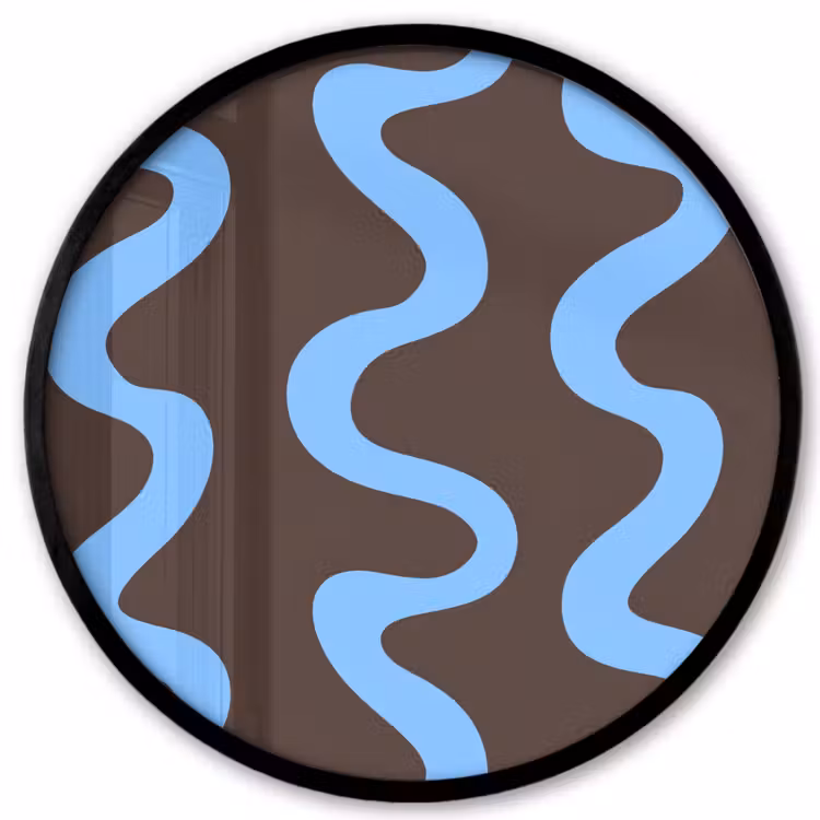 Kronkelende lijnen - Blauw - Bruin - Minimalistisch Fotolijst rond zonder passe partout klein 856 -3d