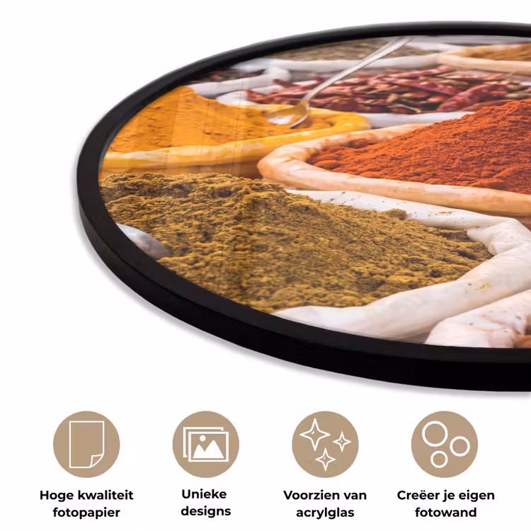 Ronde fotolijst - Kruiden - Markt - Eten - Kruiden - Markt - Eten Fotolijst rond zonder passe partout klein