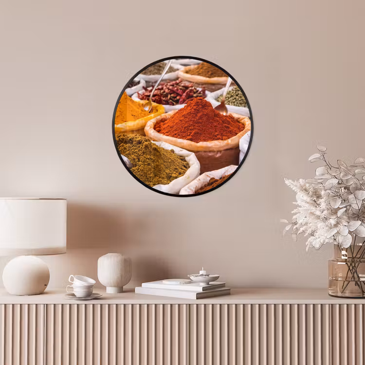 Ronde fotolijst - Kruiden - Markt - Eten - Kruiden - Markt - Eten Fotolijst rond zonder passe partout klein