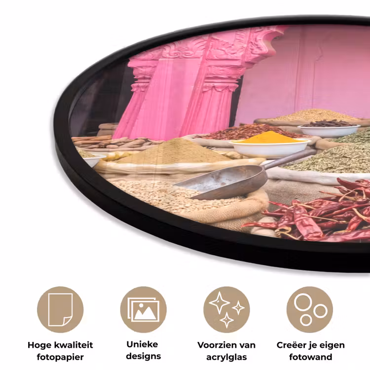 Ronde fotolijst - Kruiden - Markt - Roze - Kruiden - Markt - Roze Fotolijst rond zonder passe partout klein