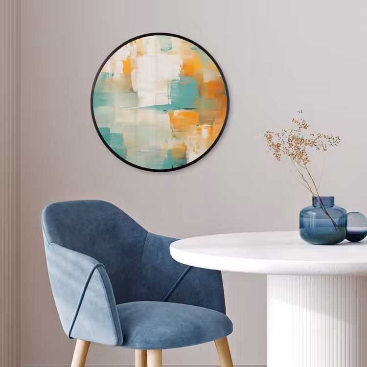 Kunst - Abstract - Blauw - Wit Fotolijst rond zonder passe partout klein -sfeer2
