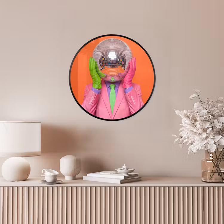 Kunst - Disco bal - Kleurrijk - Modern - Studio Fotolijst rond zonder passe partout klein -sfeer3