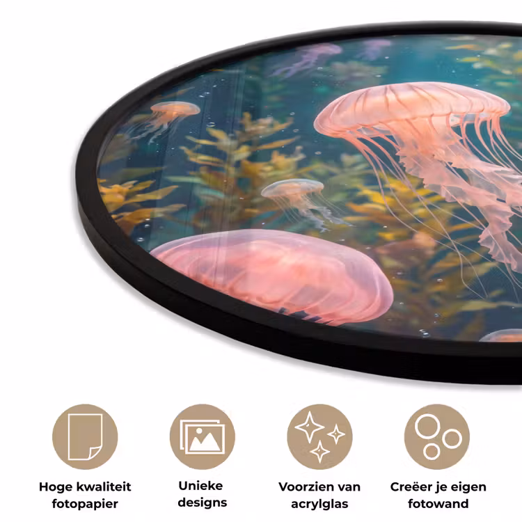 Kwal - Roze - Onderwater - Zeeleven - Dieren Fotolijst rond zonder passe partout klein -closeup_NL