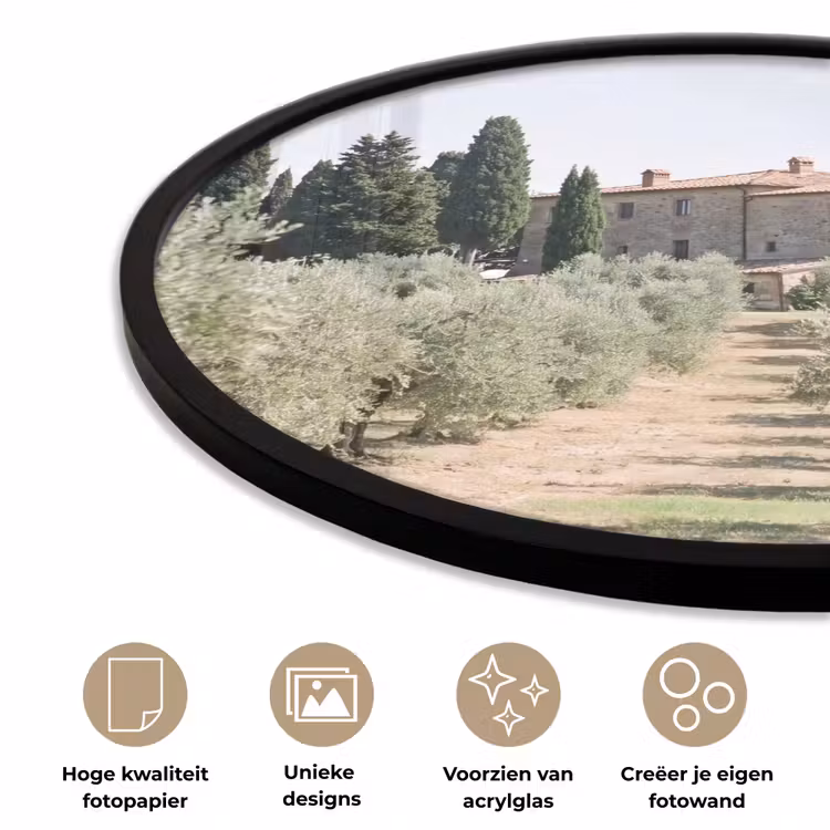 Ronde fotolijst - Landhuis - olijfboom - gaard - Landhuis - olijfboom - gaard Fotolijst rond zonder passe partout klein
