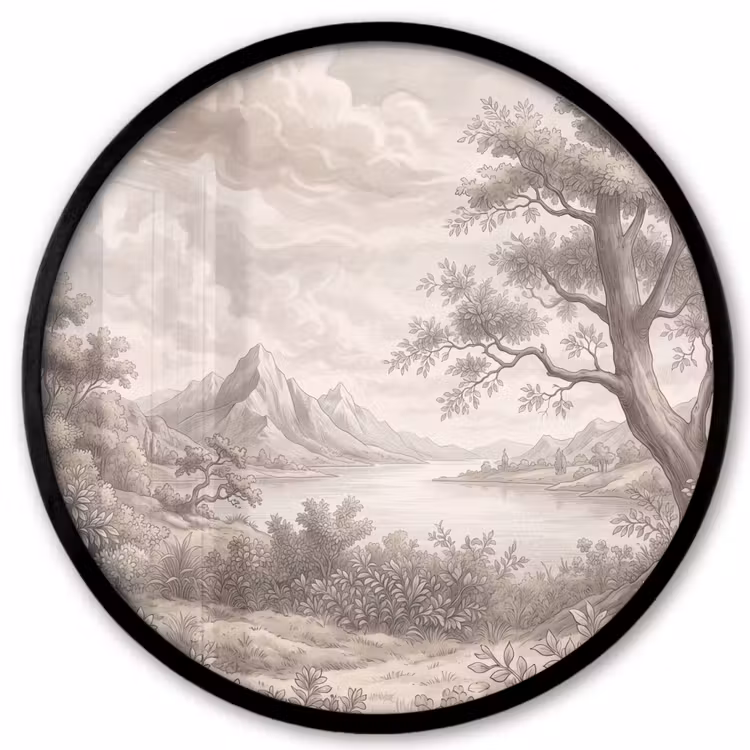 Landschap - Bergen - Meer - Natuur Fotolijst rond zonder passe partout klein -3d