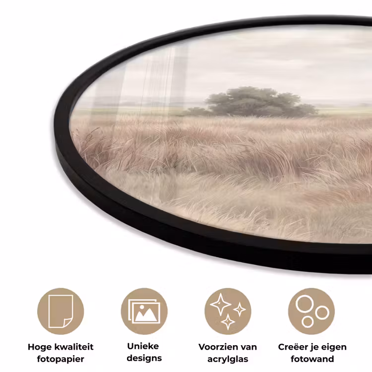 Landschap - Minimalistisch - Beige Fotolijst rond zonder passe partout klein -closeup_NL