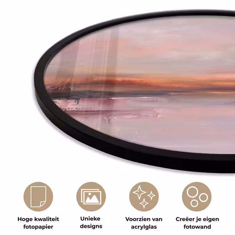Landschap - Zonsondergang - Abstract - Modern - Roze Fotolijst rond zonder passe partout klein -closeup_NL