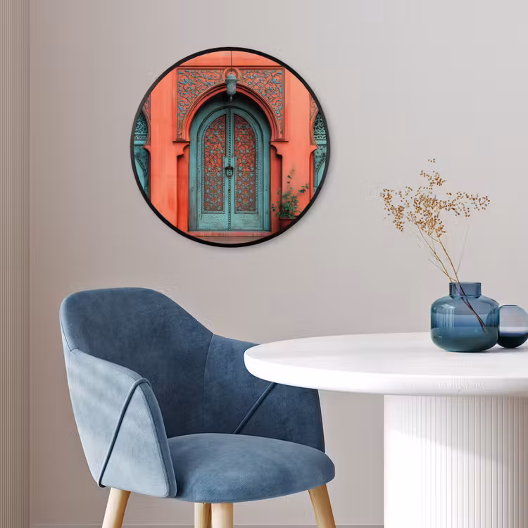 Lantaarn - Deur - Turquoise Fotolijst rond zonder passe partout klein -sfeer2