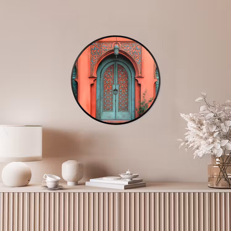 Lantaarn - Deur - Turquoise Fotolijst rond zonder passe partout klein -sfeer3