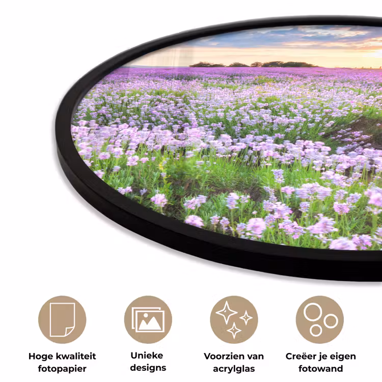 Lavendel - Bloemen - Zonsondergang - Paars - Weide Fotolijst rond zonder passe partout klein -closeup_NL
