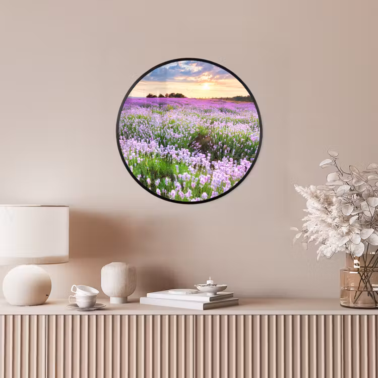 Lavendel - Bloemen - Zonsondergang - Paars - Weide Fotolijst rond zonder passe partout klein -sfeer3