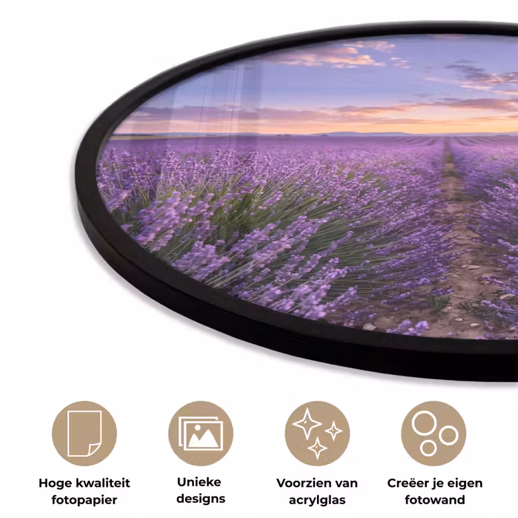 Lavendel - Veld - Natuur - Paars Fotolijst rond zonder passe partout klein -closeup_NL