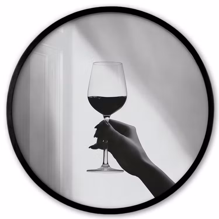 Lichtinval - Wijn - Rood - Glas Fotolijst rond zonder passe partout klein -3d