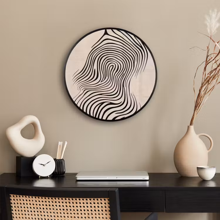 Lijnen - Abstract - Golvend - Zwart Fotolijst rond zonder passe partout klein -sfeer1