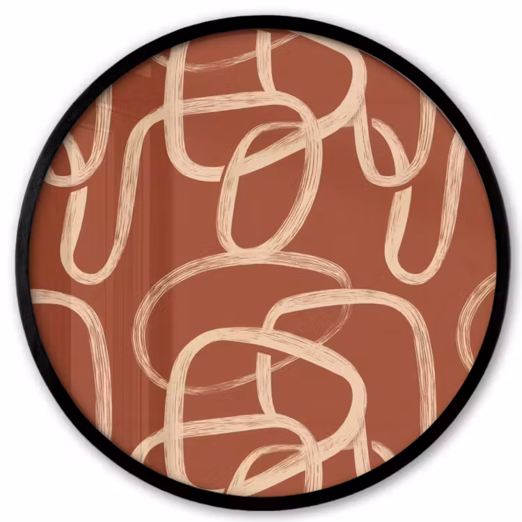 Lijnen - Abstract - Organisch - Terracotta - Crème Fotolijst rond zonder passe partout klein 856 -3d