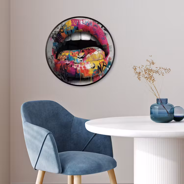 Lippen - Graffiti - Expressief Fotolijst rond zonder passe partout klein -sfeer2