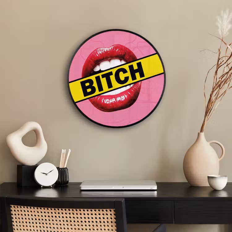 Lippen - Tekst - Kleurrijk Fotolijst rond zonder passe partout klein -sfeer1