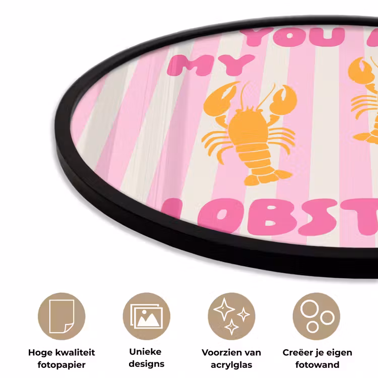 Lobster - Love - Valentijn Fotolijst rond zonder passe partout klein -closeup_NL