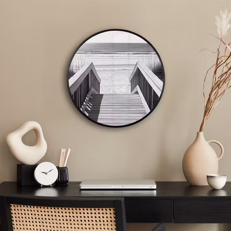 Loopbrug - Hout - Strand - Zee Fotolijst rond zonder passe partout klein -sfeer1