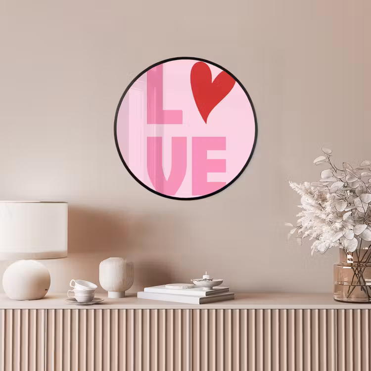 Love - Roze - Hart - Valentijn Fotolijst rond zonder passe partout klein -sfeer3