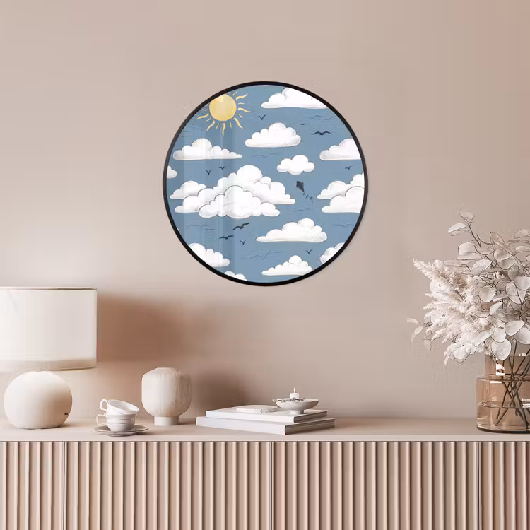 Lucht - Zon - Wolken - Natuur - Blauw Fotolijst rond zonder passe partout klein -sfeer3