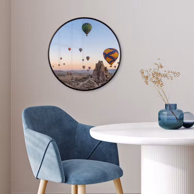 Luchtballonnen - Rotsen - Zonsopgang Fotolijst rond zonder passe partout klein -sfeer2