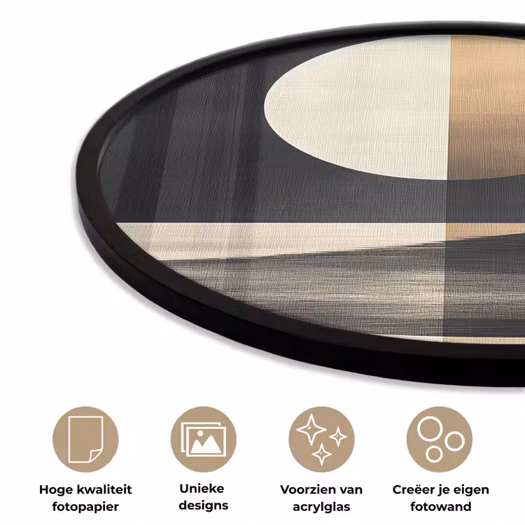 Maan - Cirkel - Goud Fotolijst rond zonder passe partout klein -closeup_NL