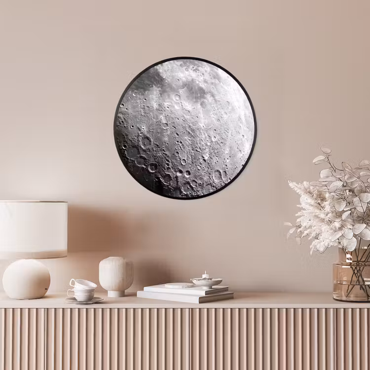 Ronde fotolijst - Maan - Kraters - Ruimte - Maan - Kraters - Ruimte Fotolijst rond zonder passe partout klein