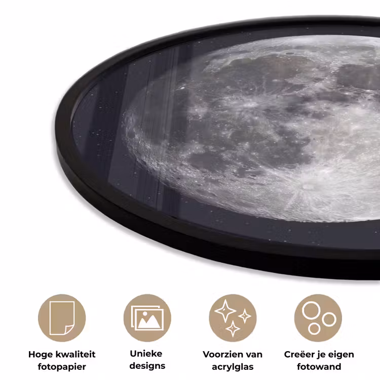 Ronde fotolijst - Maan - Sterren - Ruimte - Maan - Sterren - Ruimte Fotolijst rond zonder passe partout klein