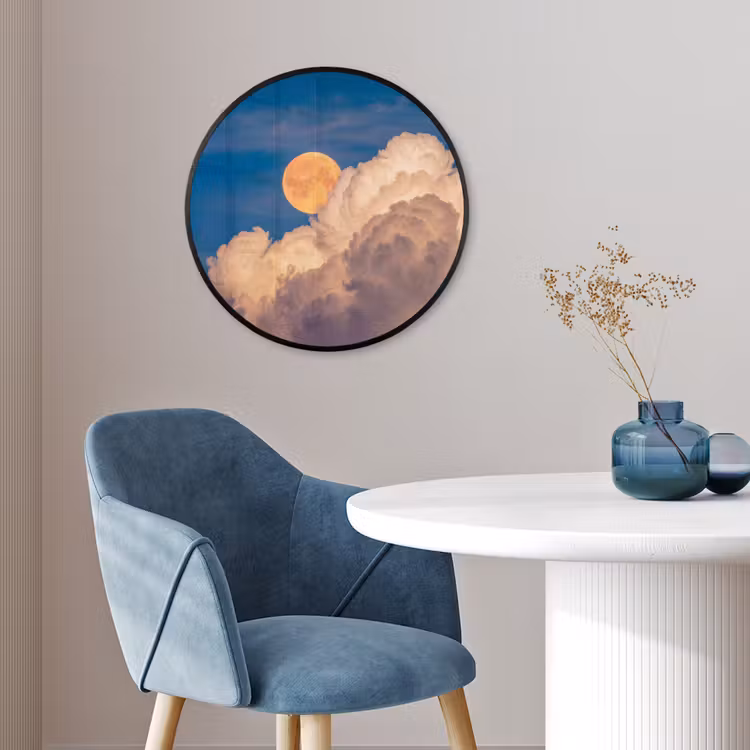 Maan - Wolken - Natuur - Oranje Fotolijst rond zonder passe partout klein -sfeer2