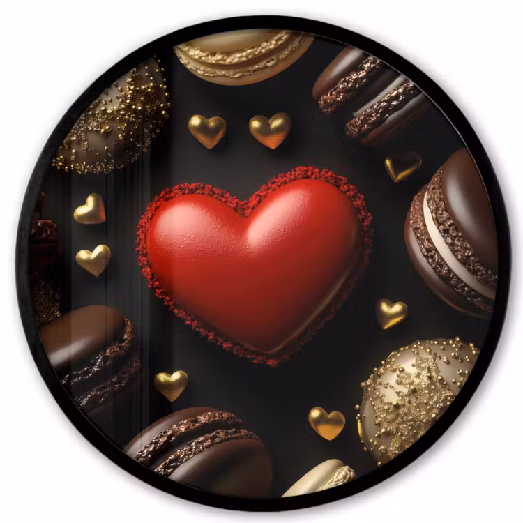 Macarons - Rood - Hart Fotolijst rond zonder passe partout klein -3d