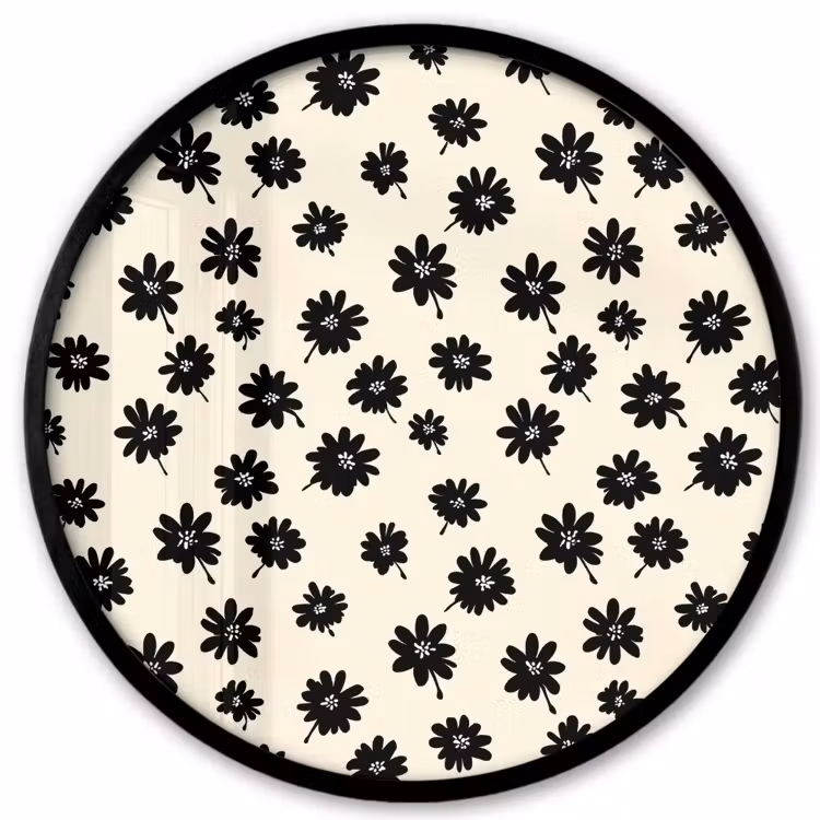 Madeliefjes - Grafisch - Zwart - Beige Fotolijst rond zonder passe partout klein 856 -3d