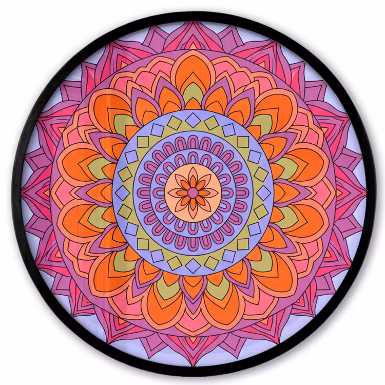 Mandala - Cirkel - Abstract - Kleurrijk - Patroon Fotolijst rond zonder passe partout klein -3d