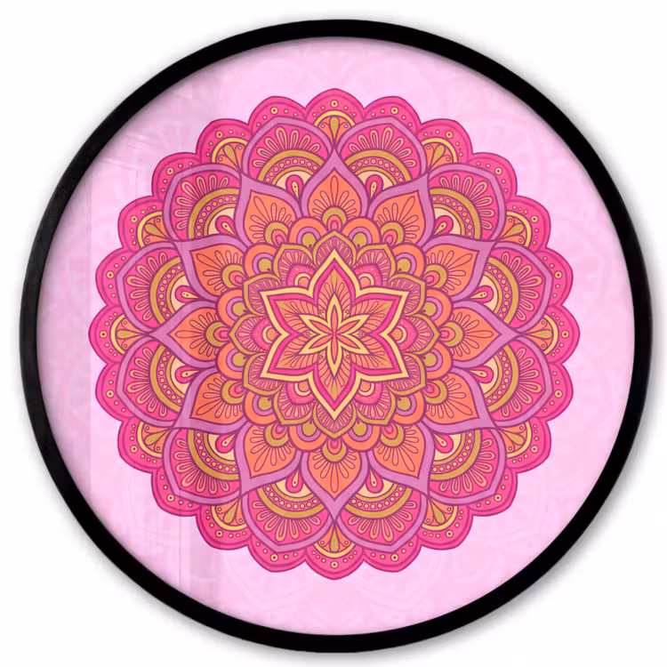 Mandala - Cirkel - Spiritueel - Oosters - Roze Fotolijst rond zonder passe partout klein -3d
