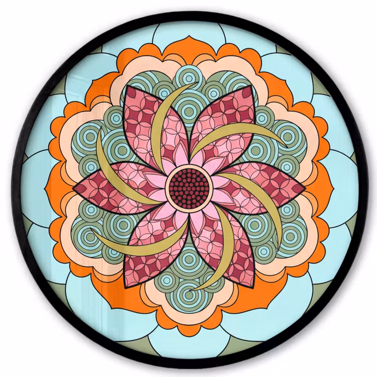 Mandala - Geometrisch - Kunst - Decoratief - Kleurrijk Fotolijst rond zonder passe partout klein -3d